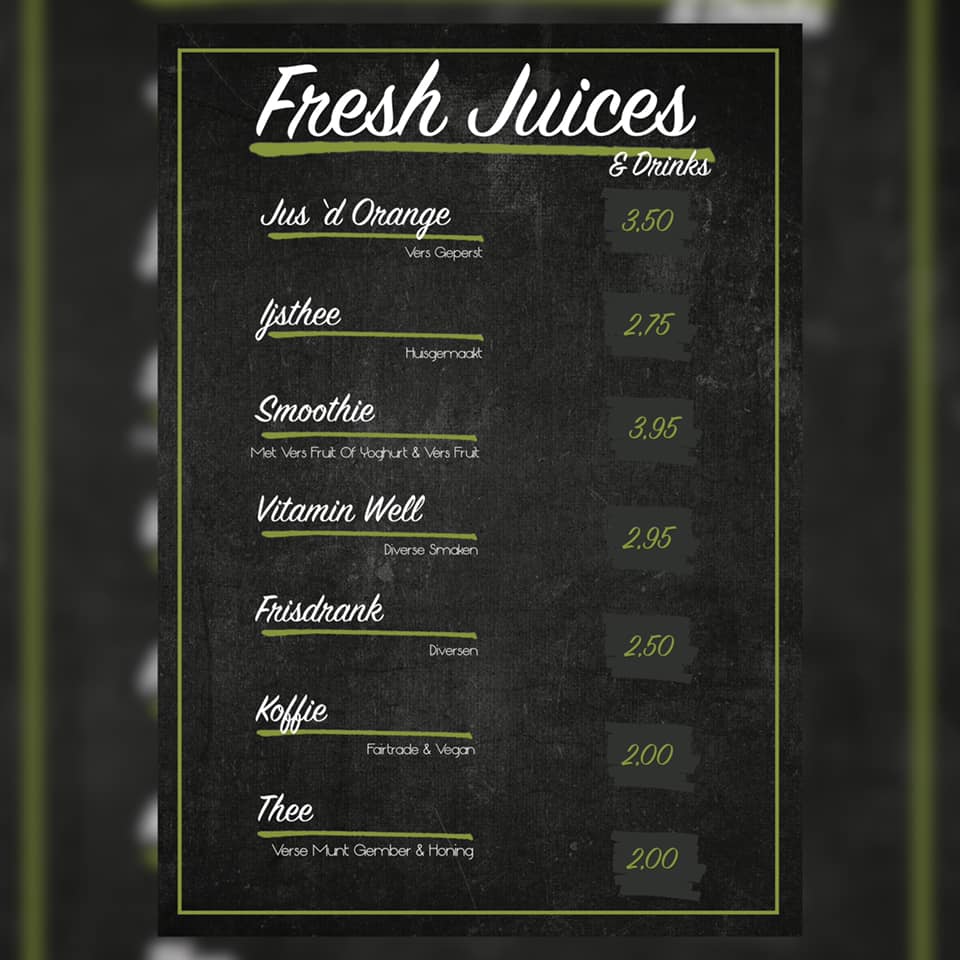 Foodbar Middelburg, Juice en Smoothie's